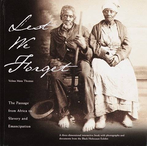 Book cover with black and white photo of two seemingly enslaved black people